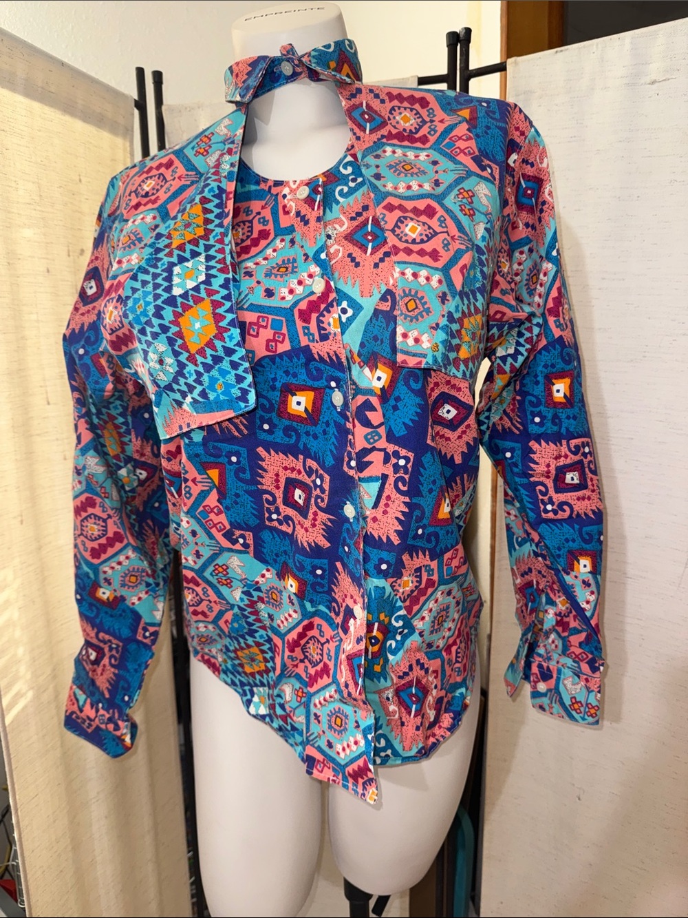 NOS vintage western Shirt m Cotton Aztec
